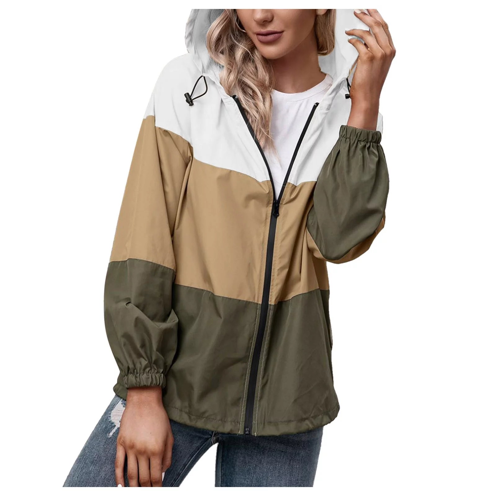 Women's Lightweight Hooded Waterproof Waterproof Raincoat Windbreaker Jacket