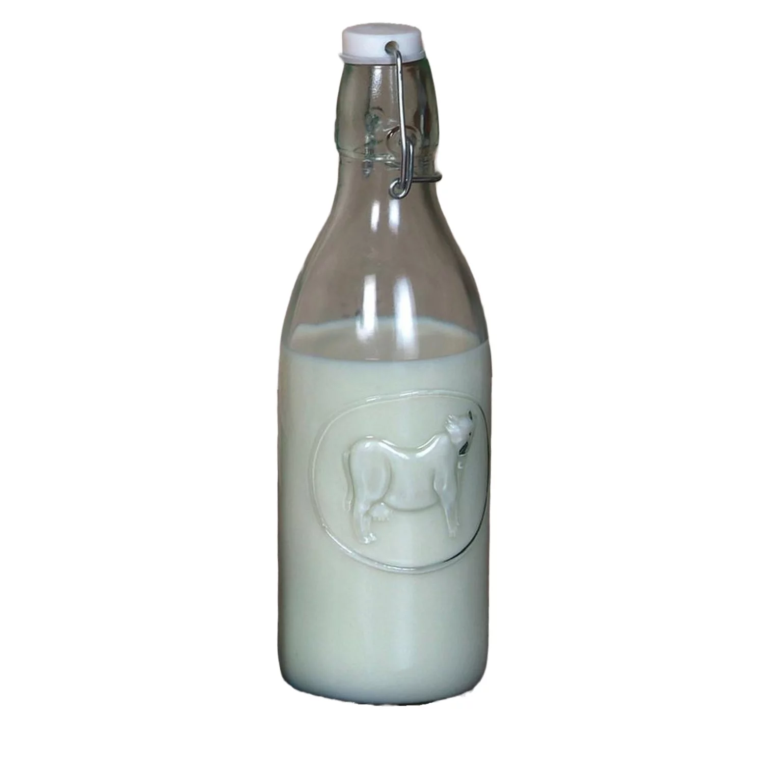 Global Amici Milk Bottle, Vintage Style in Light Green Glass with Stopper