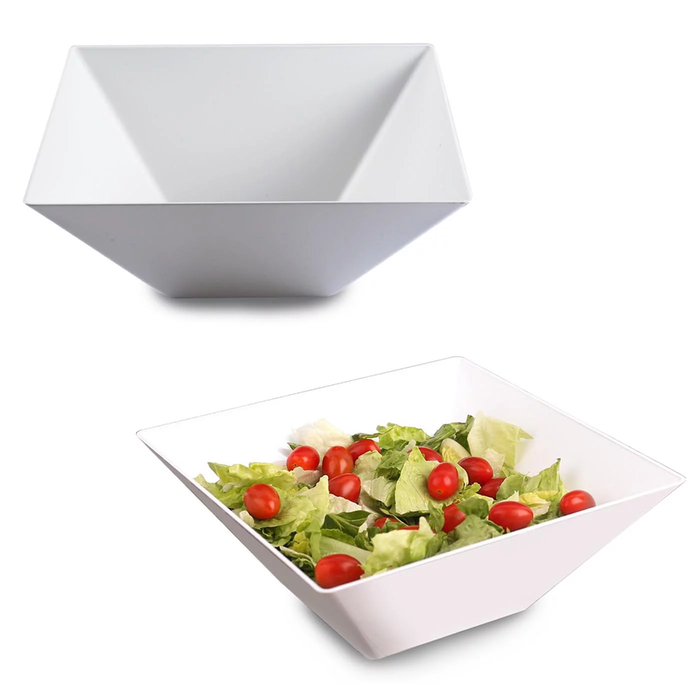 Smarty 3 qt. White Square Large Disposable Plastic Serving Bowls 24ct