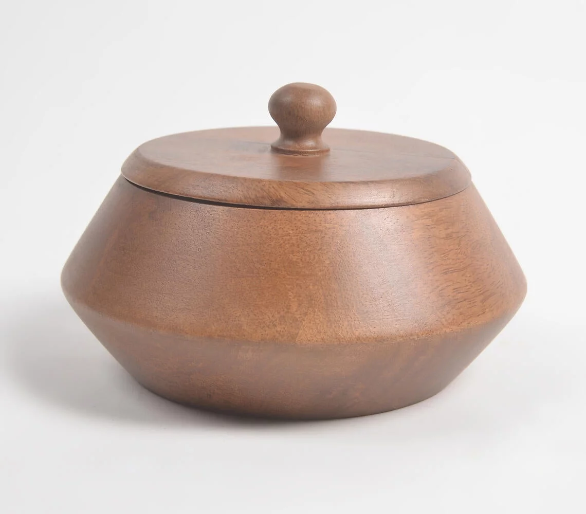 Classic Wooden Serving Bowl with Lid (Small)