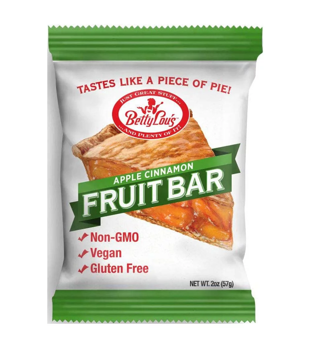 Betty Lou's Apple Cinnamon Fruit Bars, Gluten Free, Vegan 12 Ct.