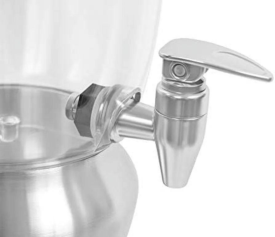 SPBOOMlife 5 Gallon Stainless Steel Beverage Dispenser with Ice Container  Spigot - Round - Lemonade Sangria Tea Water Drink Jar Jug - Home Parties - BPA Free Clear Acrylic