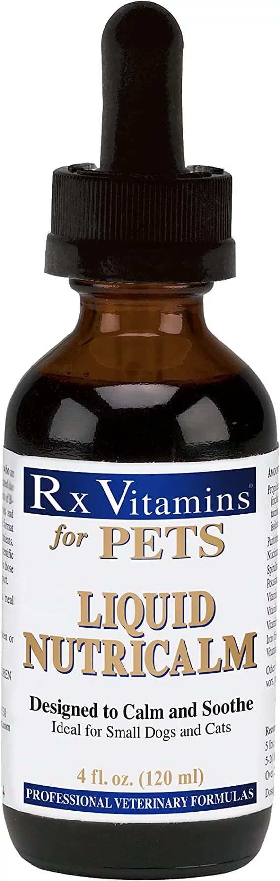 Rx Vitamins for Pets Liquid Nutricalm Supplement - Calm & Soothe Small Dogs & Cats - Hypoallergenic - Salmon Flavor - 4 oz