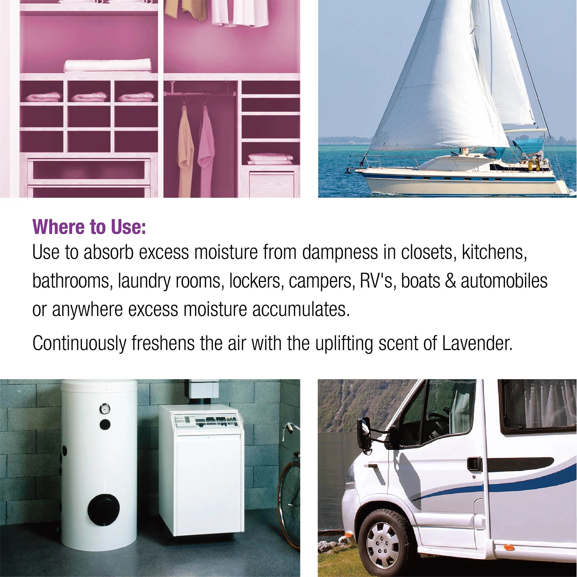 airBOSS Anywhere Dehumidifier, Removes Excess Moisture (11.8 fl oz Daily Capacity), Lavender Fields, 10.6 oz