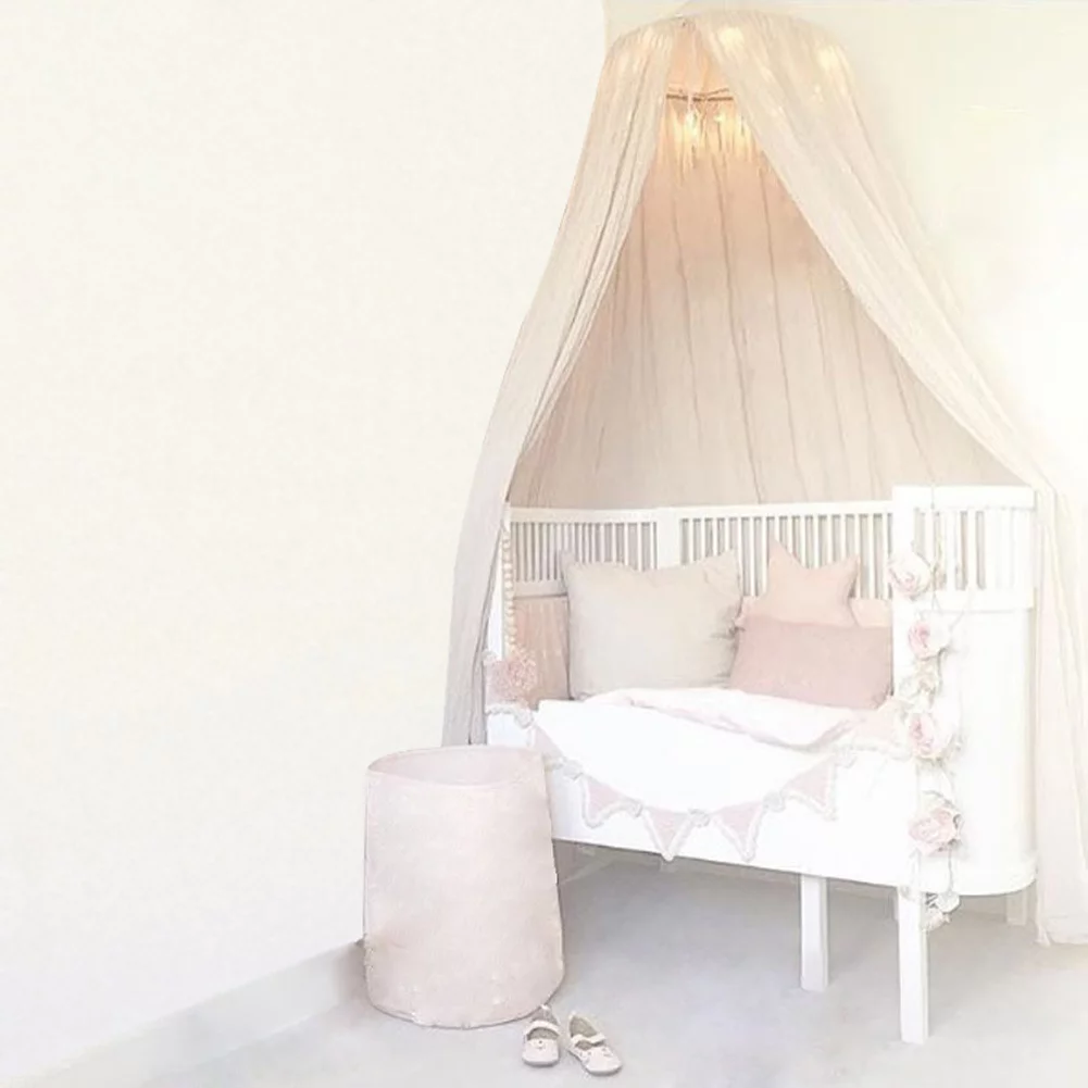 Princess Bed Canopy Mosquito Net for Kids Baby Crib, Round Dome Kids Indoor Outdoor Castle Play Tent Hanging House Decoration Reading nook Cotton Canvas Height 240cm / 94.9 inch