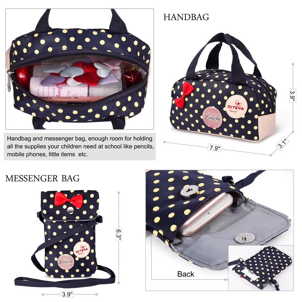 Chic Nylon Backpack Set 3-in-1 Shoulder Bags Casual Student Daypack