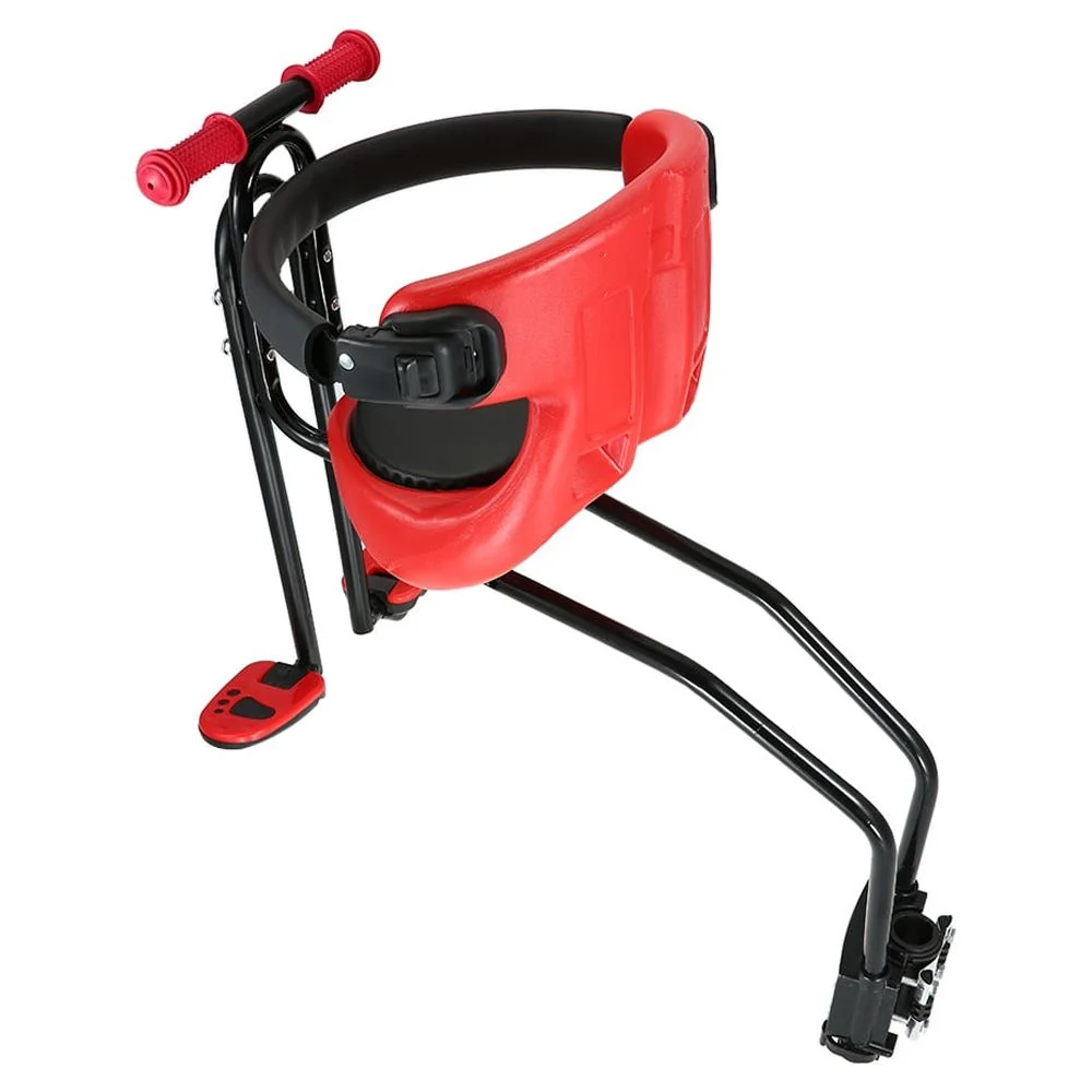 Kids Child Safety Carrier Front Seat Saddle Cushion with Back Rest Foot Pedals