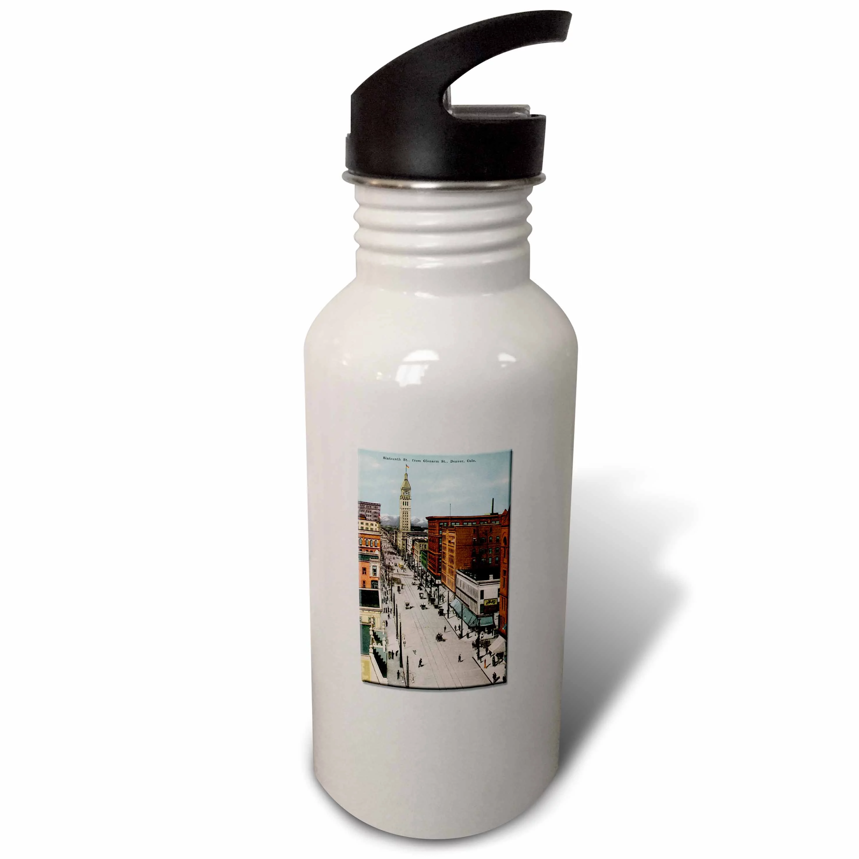 Sixteenth St. Denver Colorado as seen from Glenarm Street City Scape 21 oz Sports Water Bottle wb-160732-1