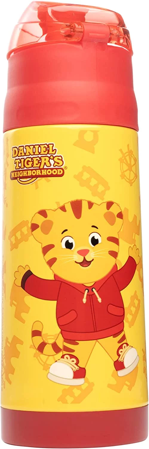 Daniel Tiger 13 oz Insulated Water Bottle with Latching Lid - Easy to Use for Kids - Reusable Spill Proof & BPA-Free, Keeps Drinks Cold for Hours, Fits in Lunch Boxes & Bags, Fun for Back to School