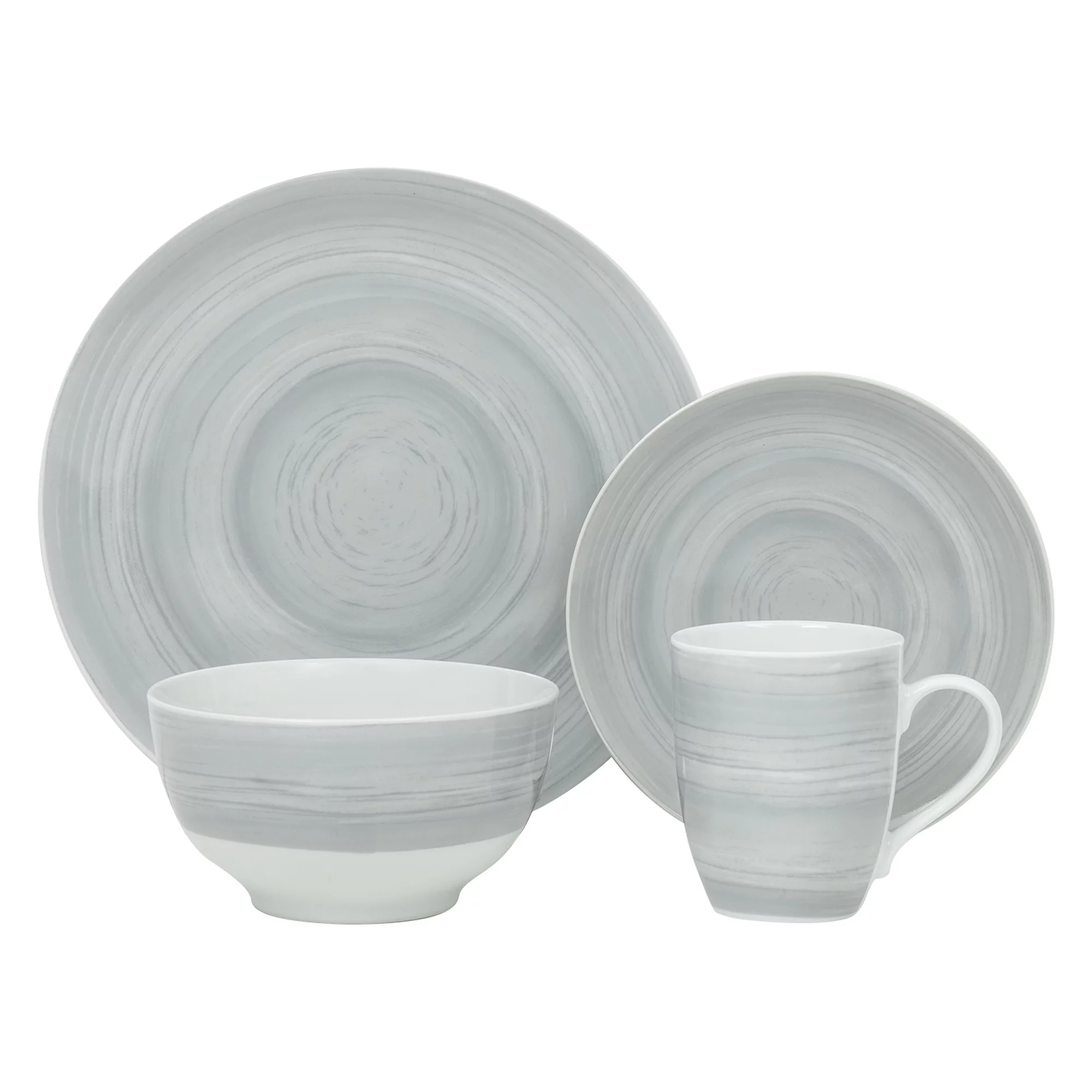 Safdie & Co. 16-Piece Porcelain Dinnerware Set, Grey Stone