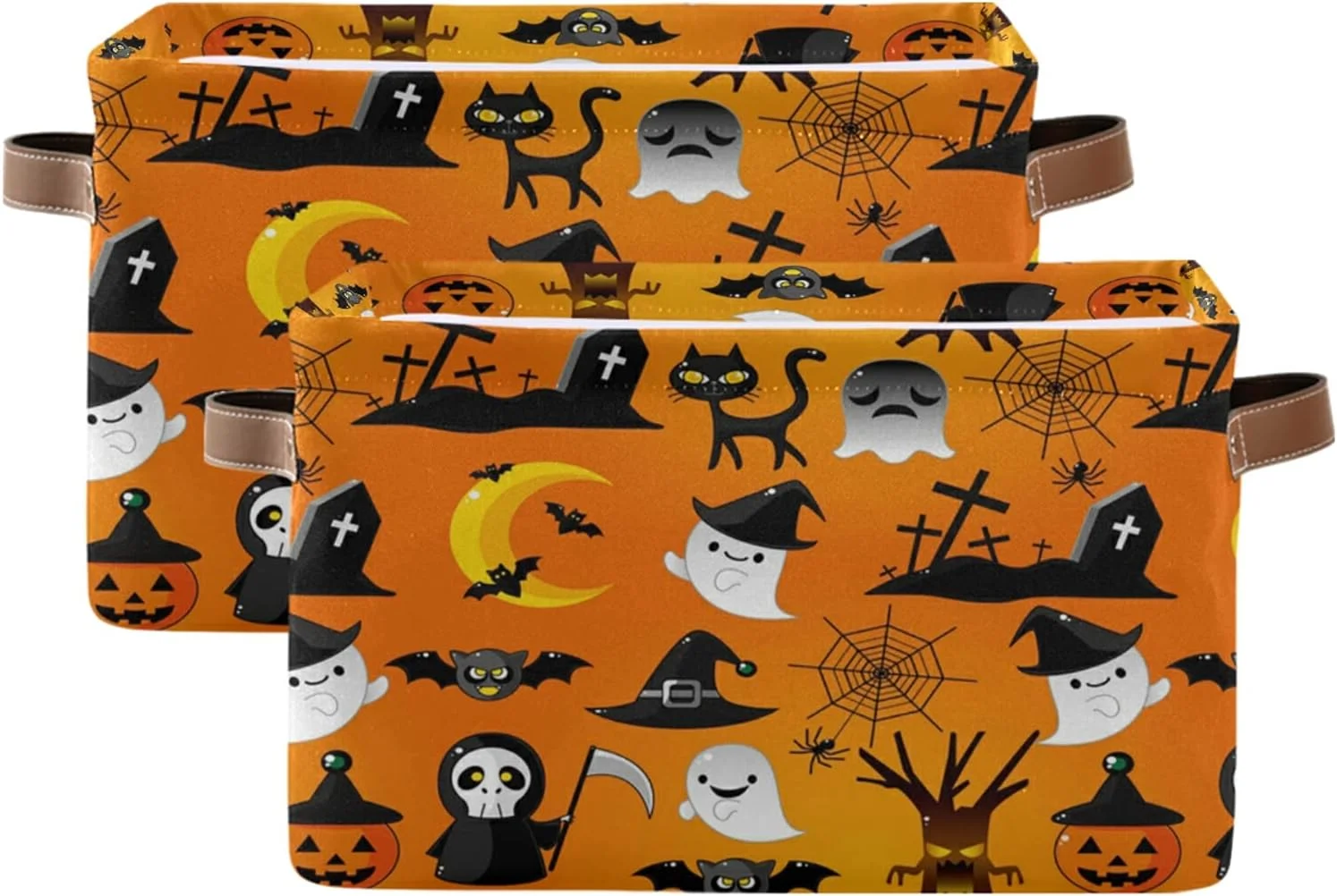 Hotbar Halloween Pumpkin Cat Storage Bin for Toy Storage Basket Dirty Clothes Sundries Office Home Closet Organizer Shelf Cube Box Waterproof Laundry Basket