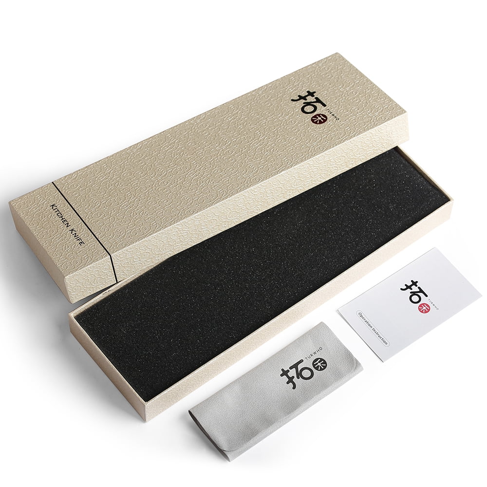 TURWHO 7inch Nakiri Knife Japanese VG10 Damascus Steel Chef Kitchen Knife With Green Resin Handle