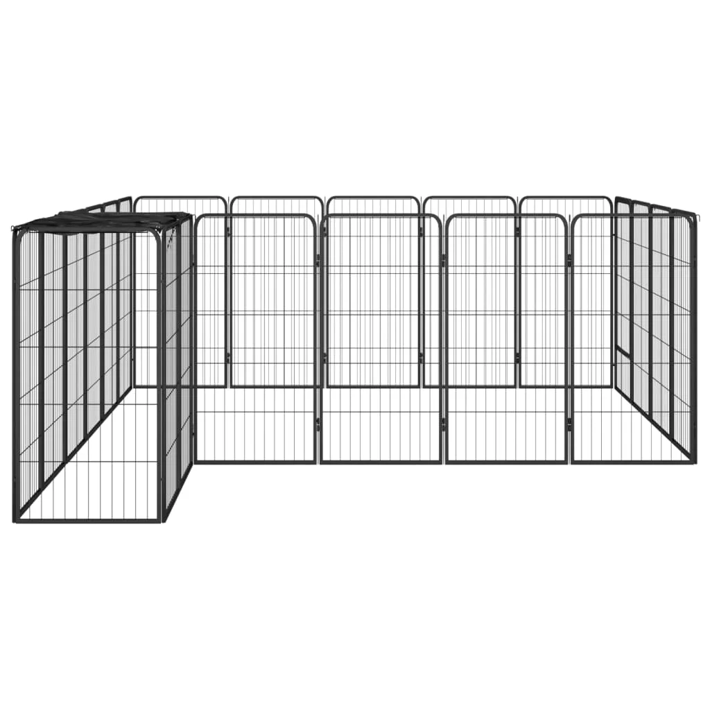 22-Panel Dog Playpen Black 19.7