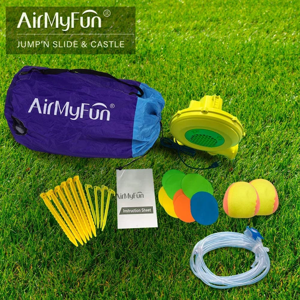 AirMyFun Inflatable Bounce House, Jumping Castle with Water and Slide, Inflatable Bouncer with Air Blower