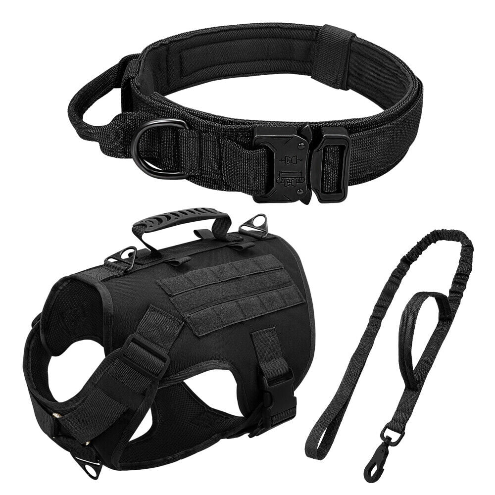 Tactical Dog Harness Collar and Leash Set Military Pet Training Vest with Handle