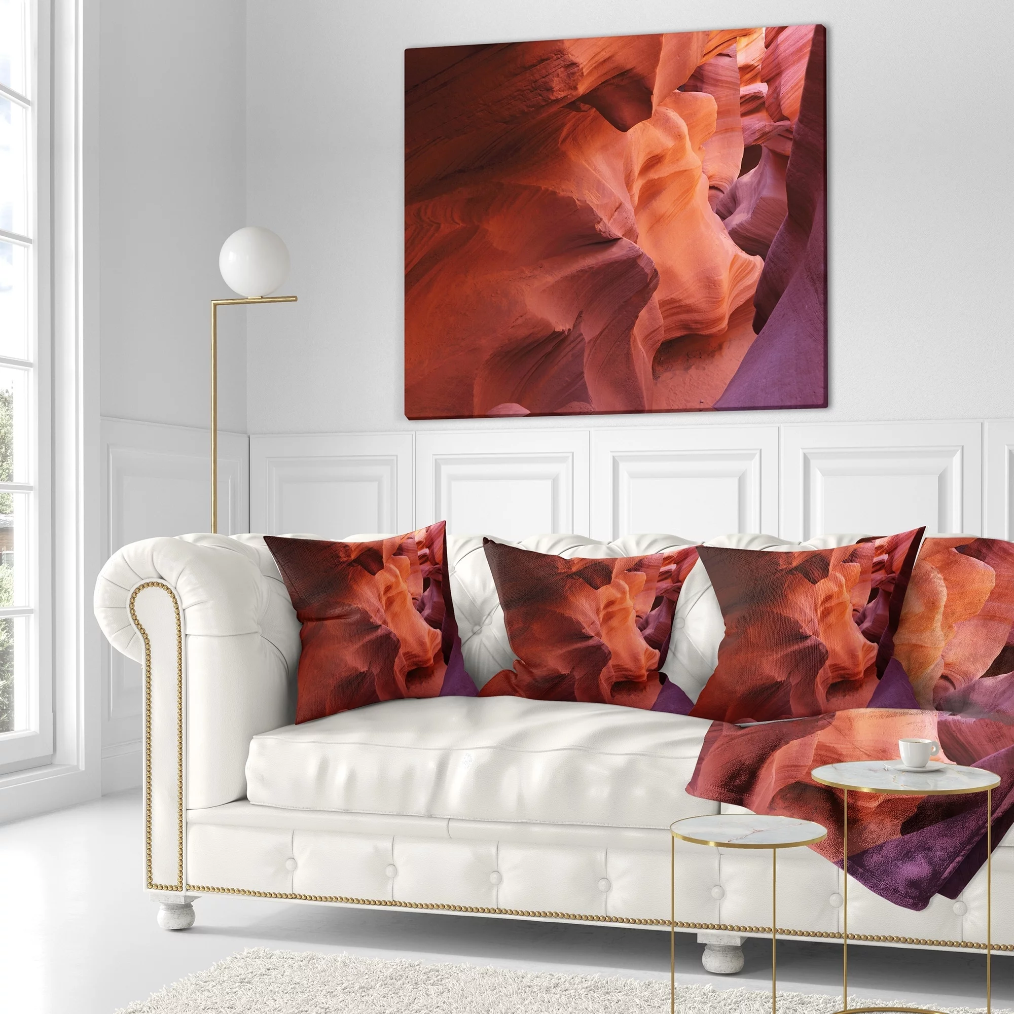 DESIGN ART Designart 'Antelope Canyon Magical Shades' Landscape Photography Throw Pillow 16 in. x 16 in. Small