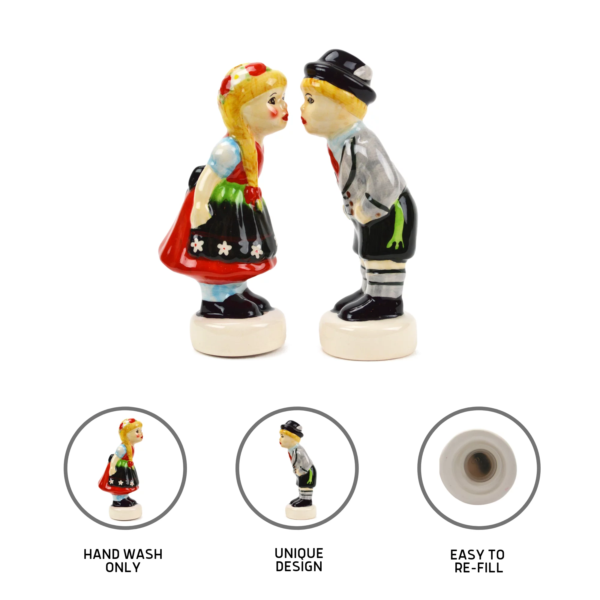 Oktoberfest Haus Multicolor Ceramic German Boy & Girl Salt and Pepper Set
