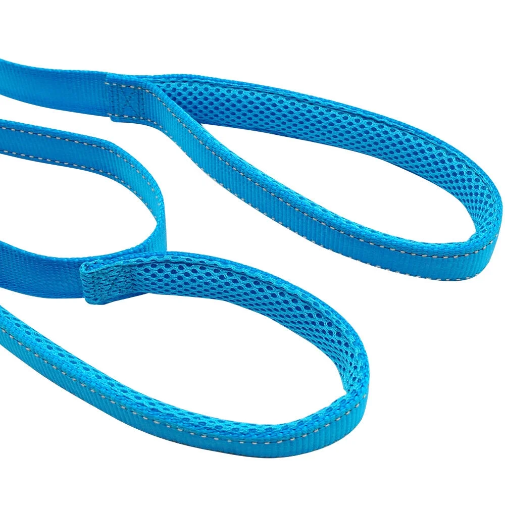 4ft Reflective Nylon Dog Leash with 2 Dual Handles Traffic Control Walking Leads