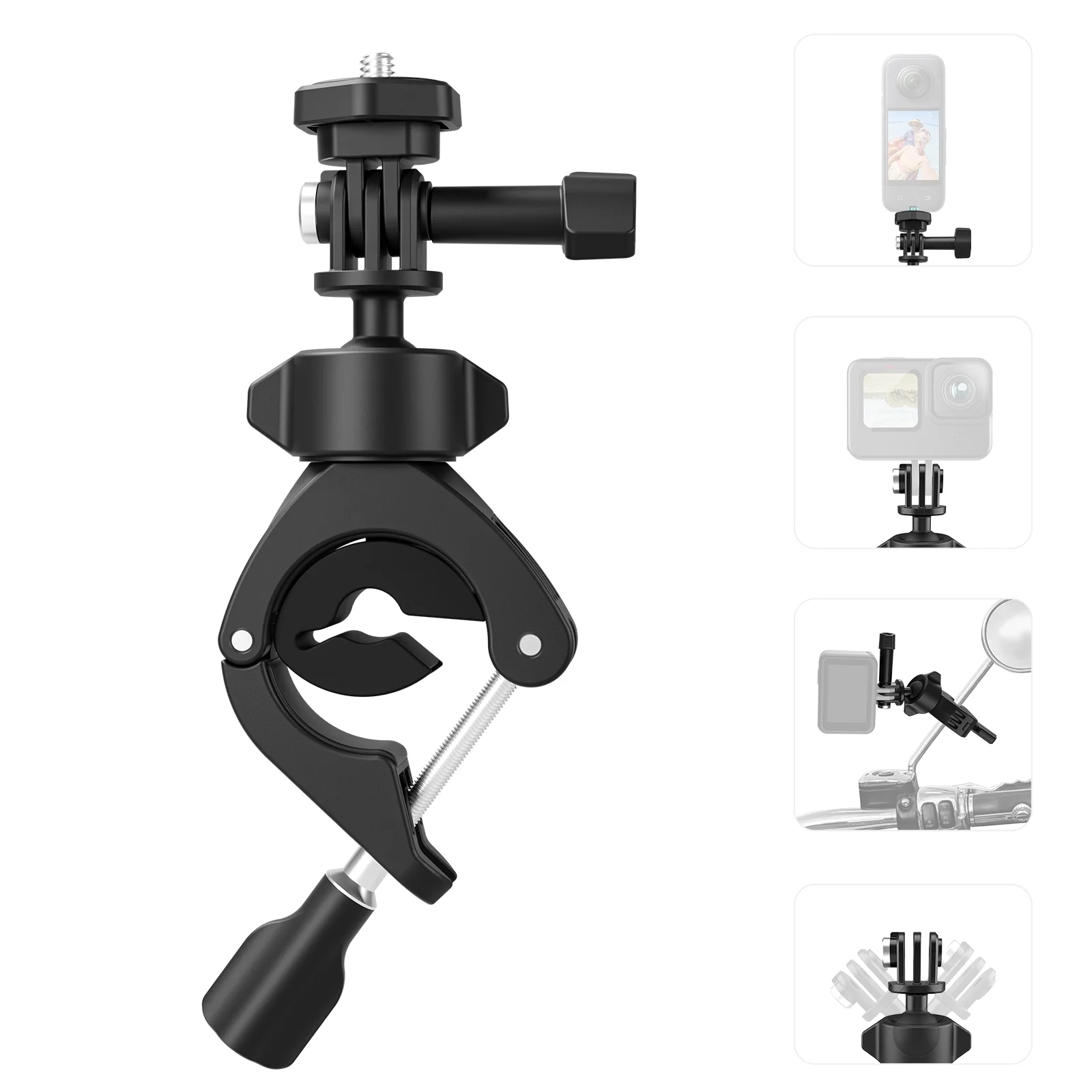 TELESIN TE HBM 004 Camera Mount Clamp Mount, Ball Head Bicycle Handlebar Adapter for and DJI Enhanced Stability for Action Filming