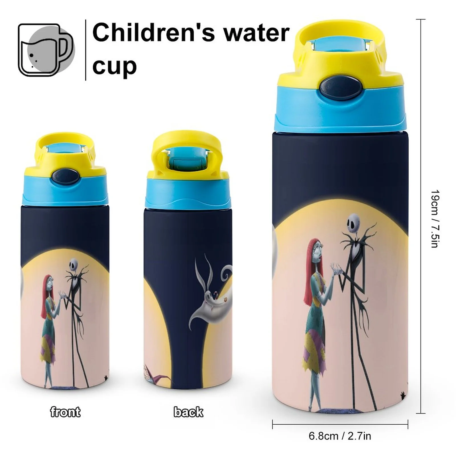 Love The Nightmare Before Christmas Kid's Insulated Water Bottle With Straw Vacuum Stainless Steel Cup Leak-Proof Children Toddler Thermoses