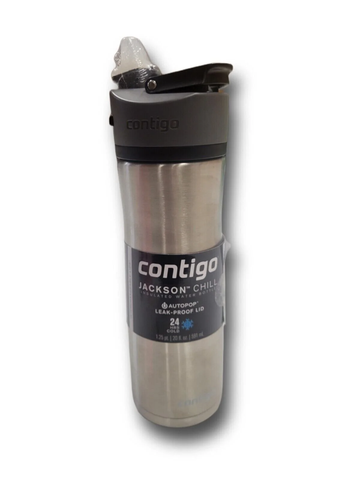 Contigo Jackson Chill 2.0 20oz AutoPop Stainless Steel Water Bottle Silver NEW