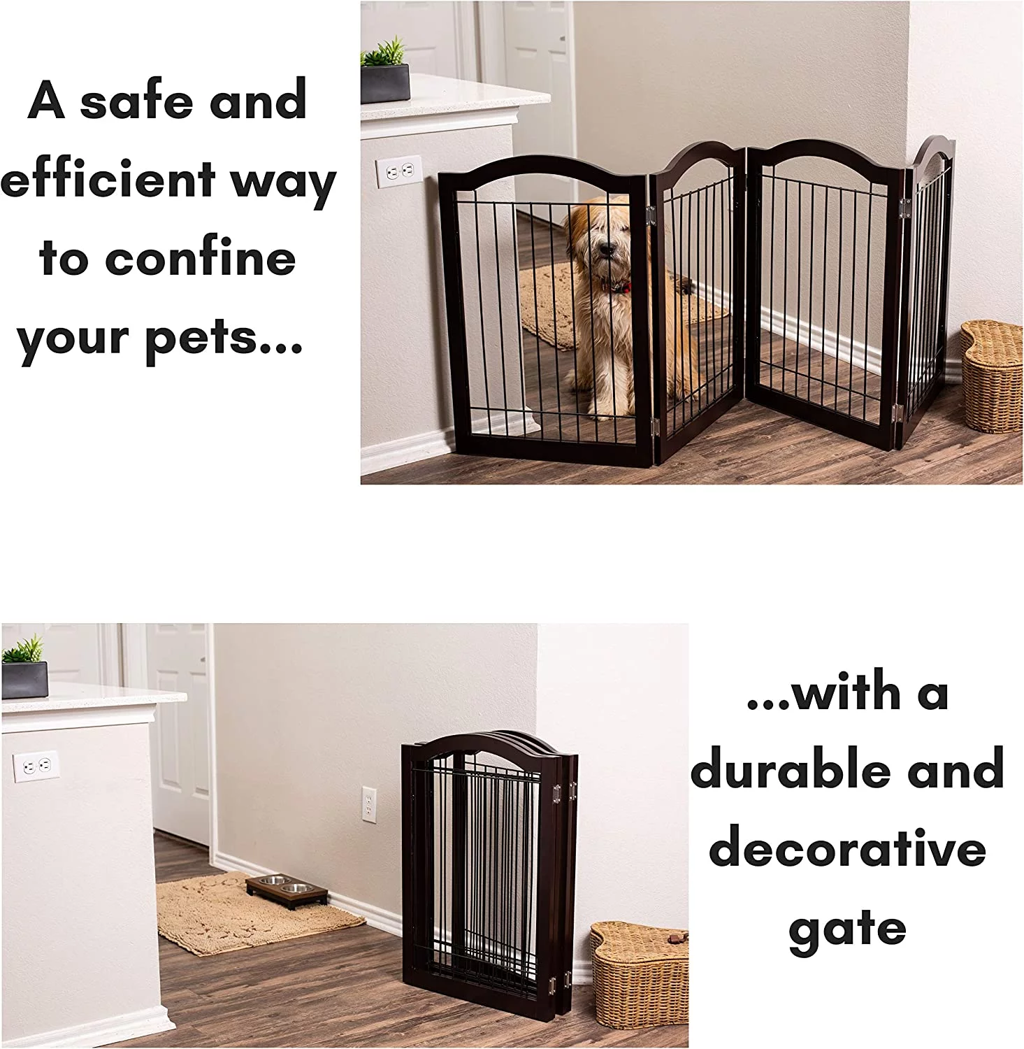 Internet's Best Wire Dog Gate with Arched Top - 4 Panel - 30