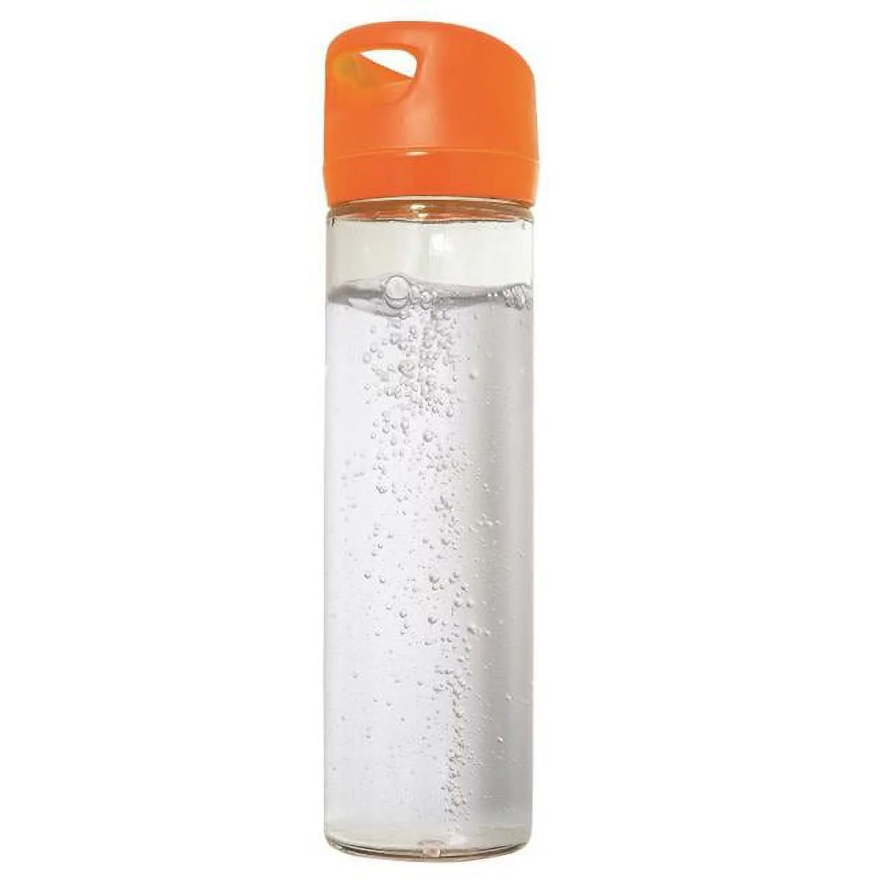 Debco  500 ml 17 oz Single Wall Glass Wide Mouth Water Bottle - Clear Glass Bottle / Orange Lid