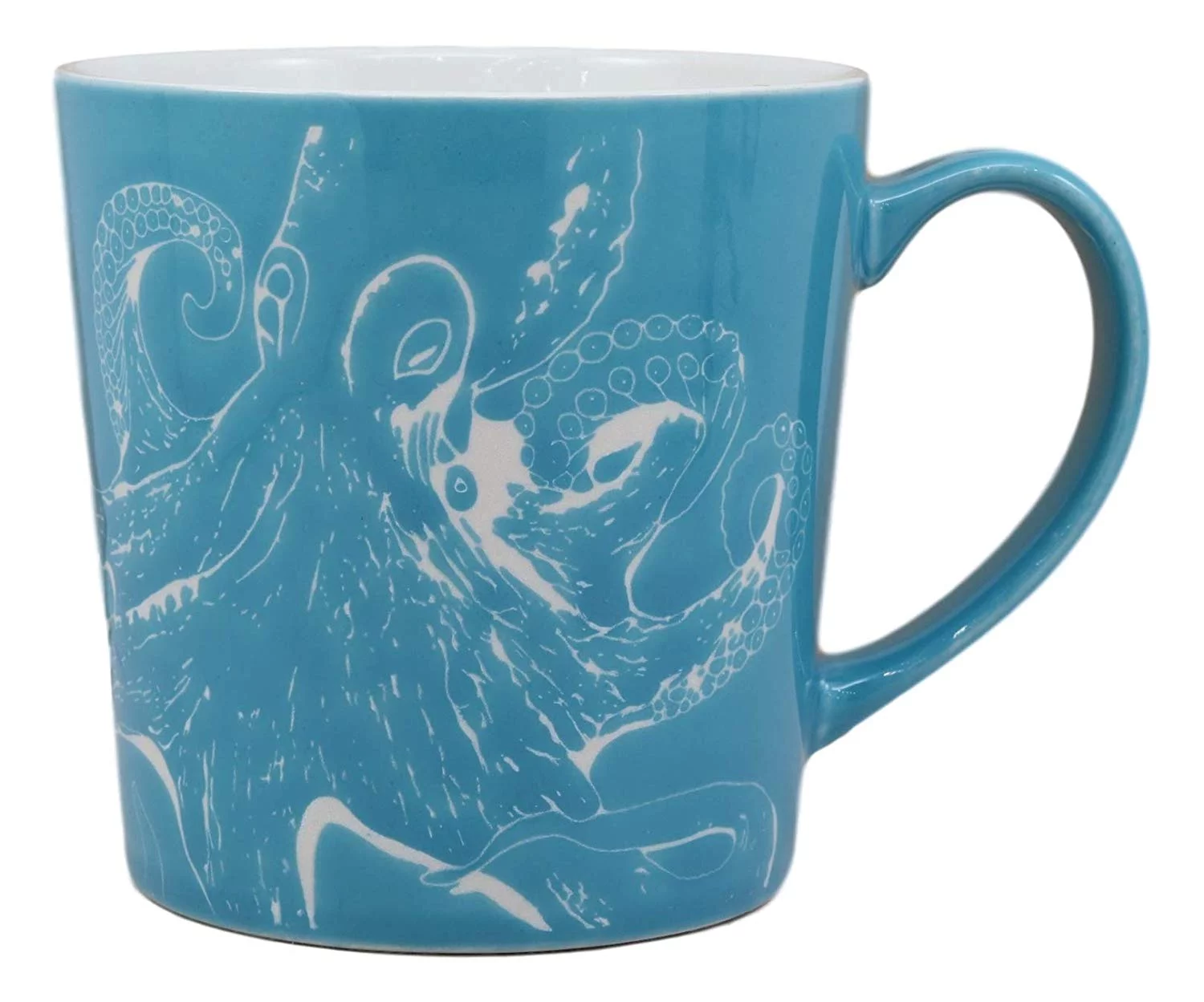 Ebros Nautical Ocean Marine Octopus Drinking Beverage Blue Stoneware Ceramic Mug 16oz Drink Coffee Cup Safari Themed Glazed Earthenware Kitchen And Dining Mugs Accessory Coastal Sea Kraken Decor