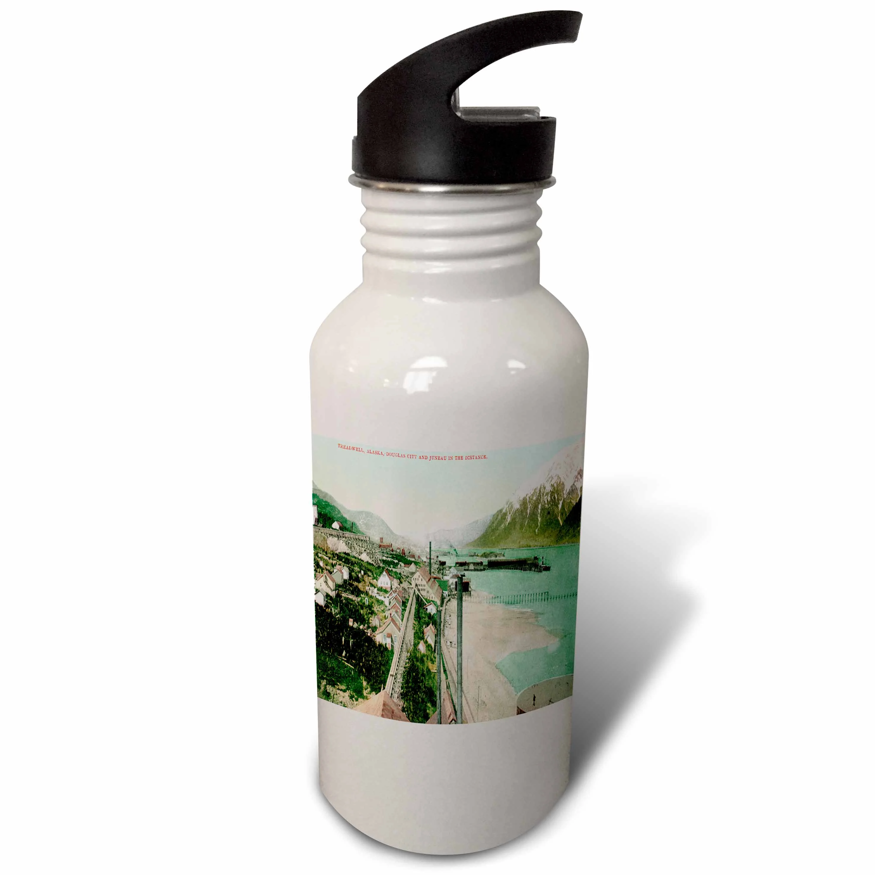 Treadwell Alaska Douglas City and Juneau in the Distance Vintage Postcard 21 oz Sports Water Bottle wb-160712-1