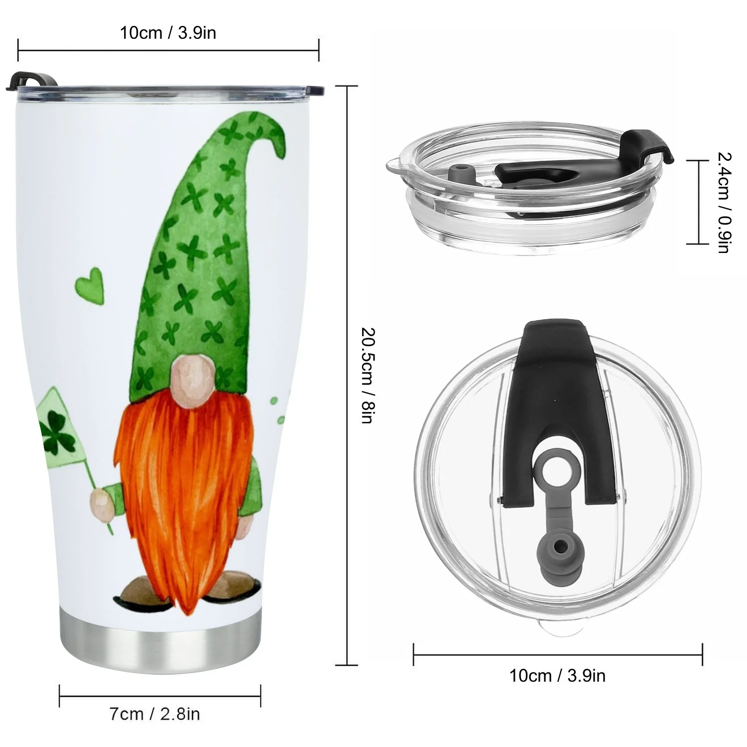 Hidove Stainless Steel Tumbler, Cute Gnomes 30oz Leak Proof & Stainless Steel Bottle for Hot & Cold Drinks - Coffee Travel Mug, Water Metal Canteen, Thermal Cup