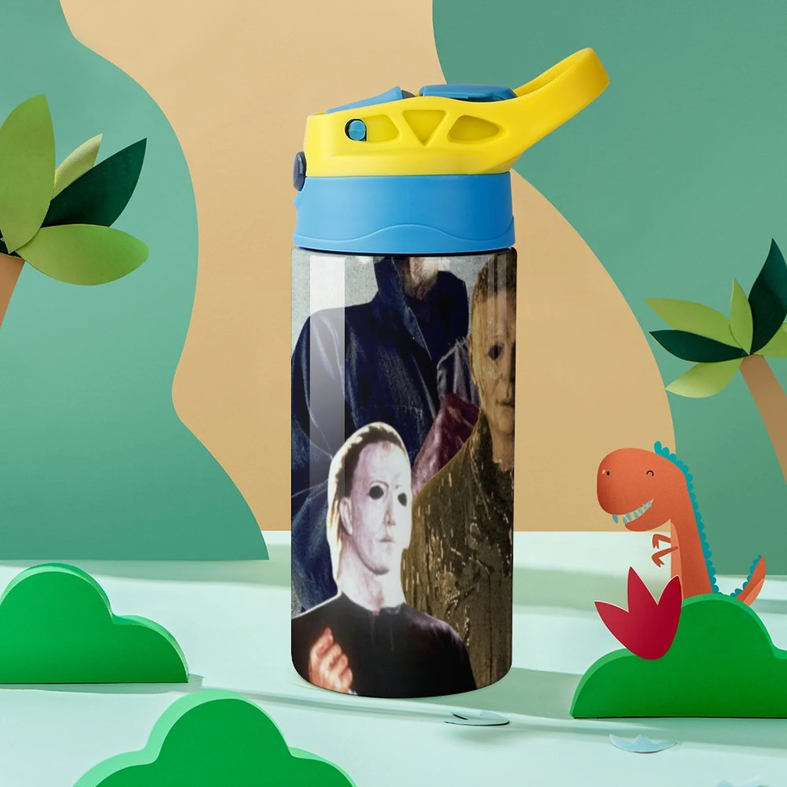 Michael Myers Kid's Insulated Water Bottle With Straw Vacuum Stainless Steel Cup Leak-Proof Children Toddler Thermoses