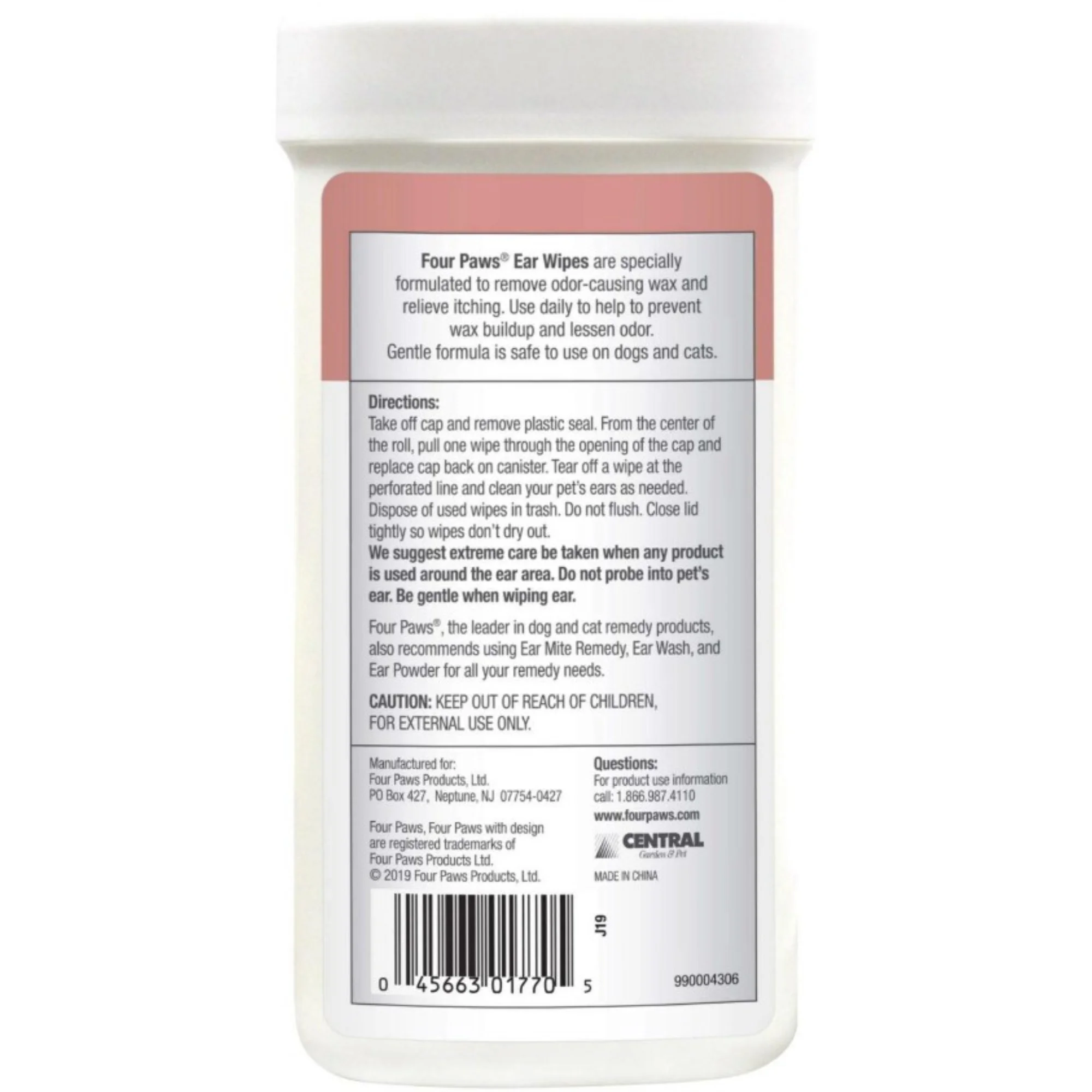 Four Paws Healthy Promise Dog And Cat Ear Wipes