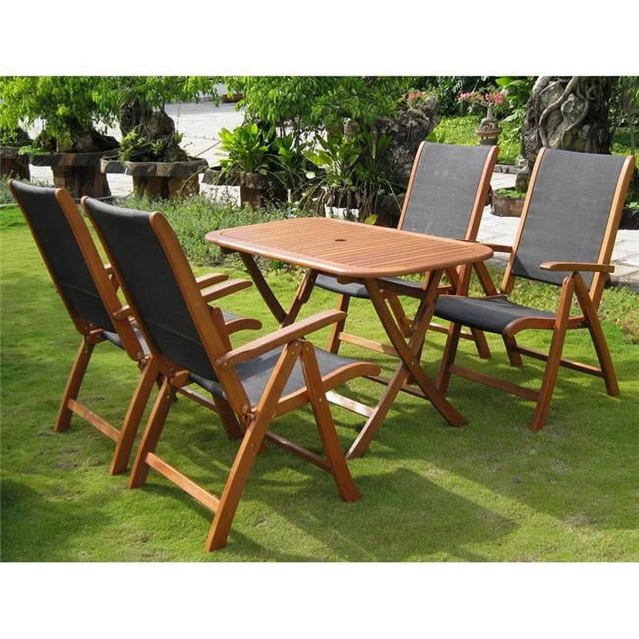 International Caravan Tordera Royal Tahiti 5-Piece Dining Set in Stain
