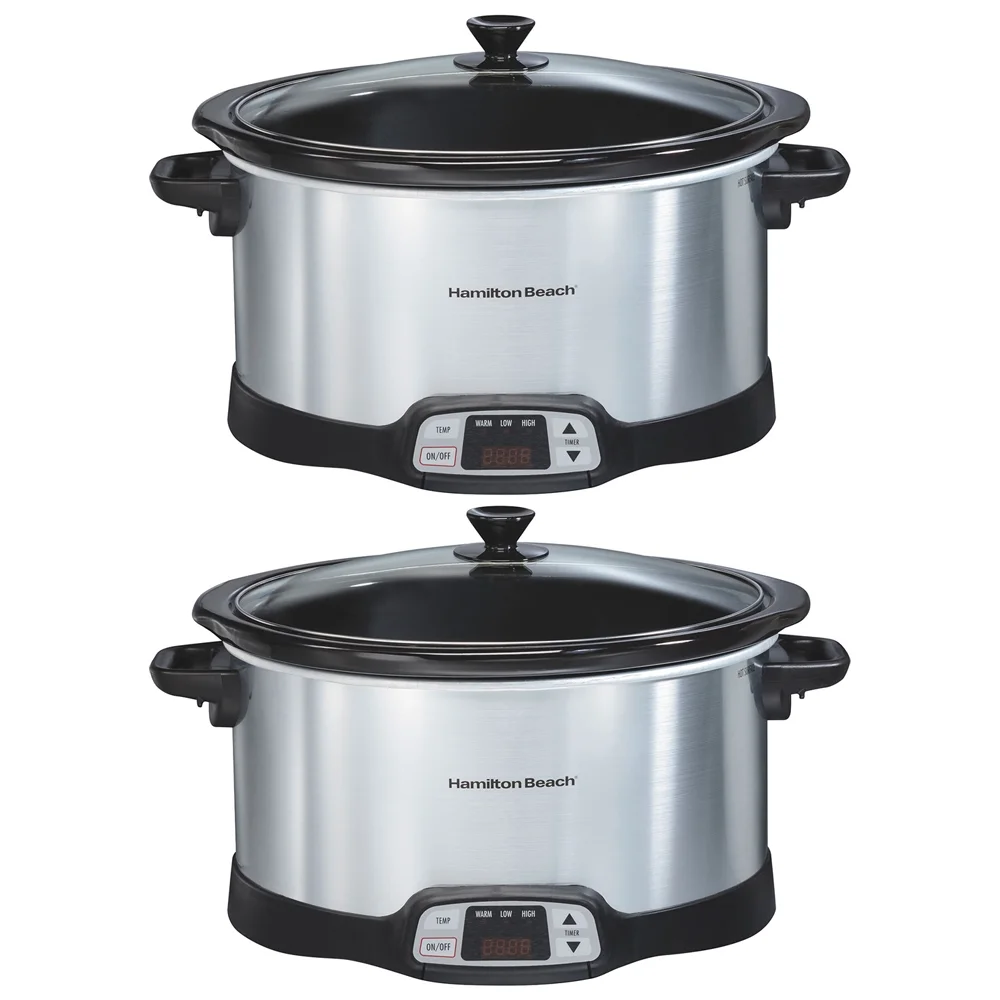 Hamilton Beach 33480 Programmable 8 Quart Slow Cooker with Three Temperature Settings 2 Pack
