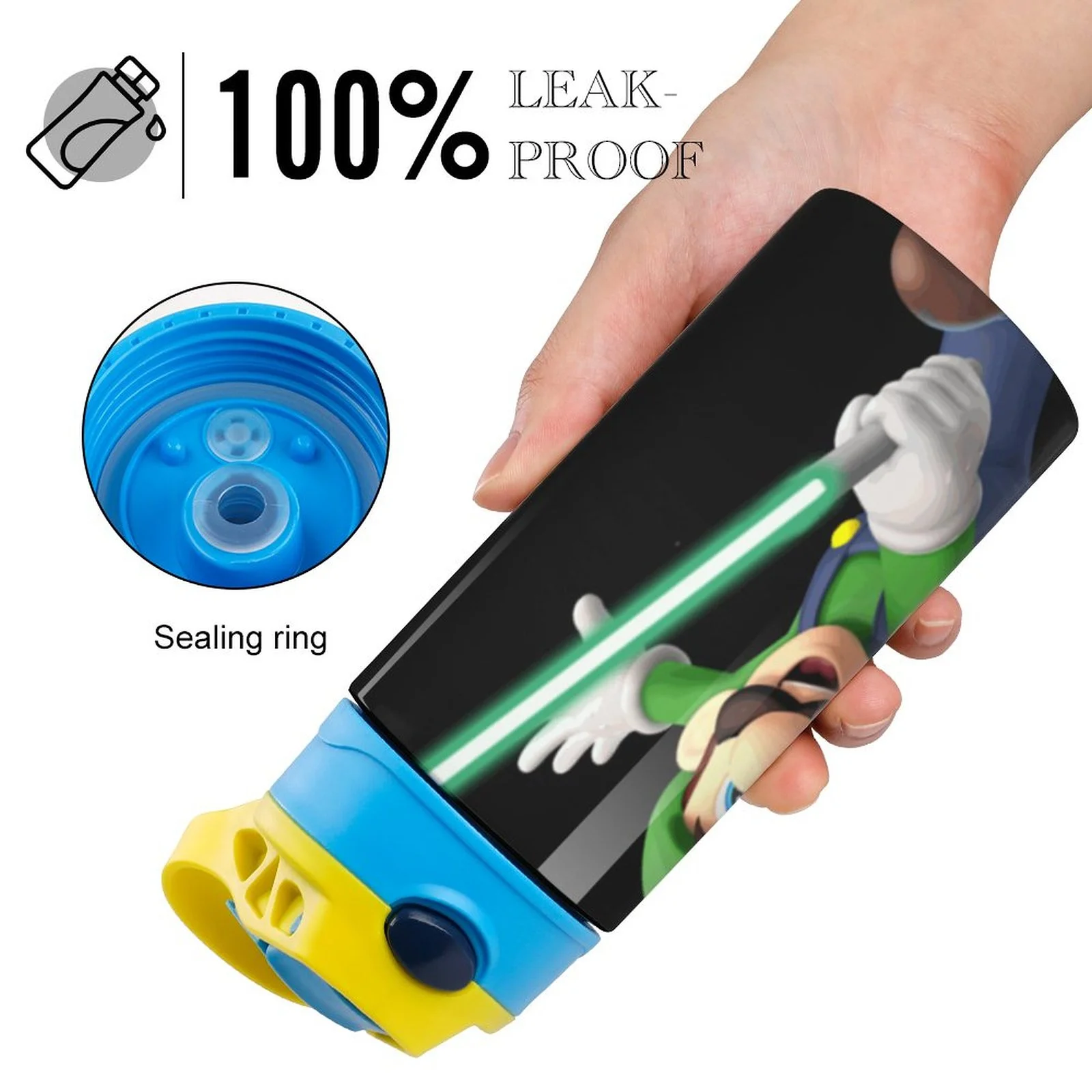 Adventure Luigi's Mansion Kid's Insulated Water Bottle With Straw Vacuum Stainless Steel Cup Leak-Proof Children Toddler Thermoses