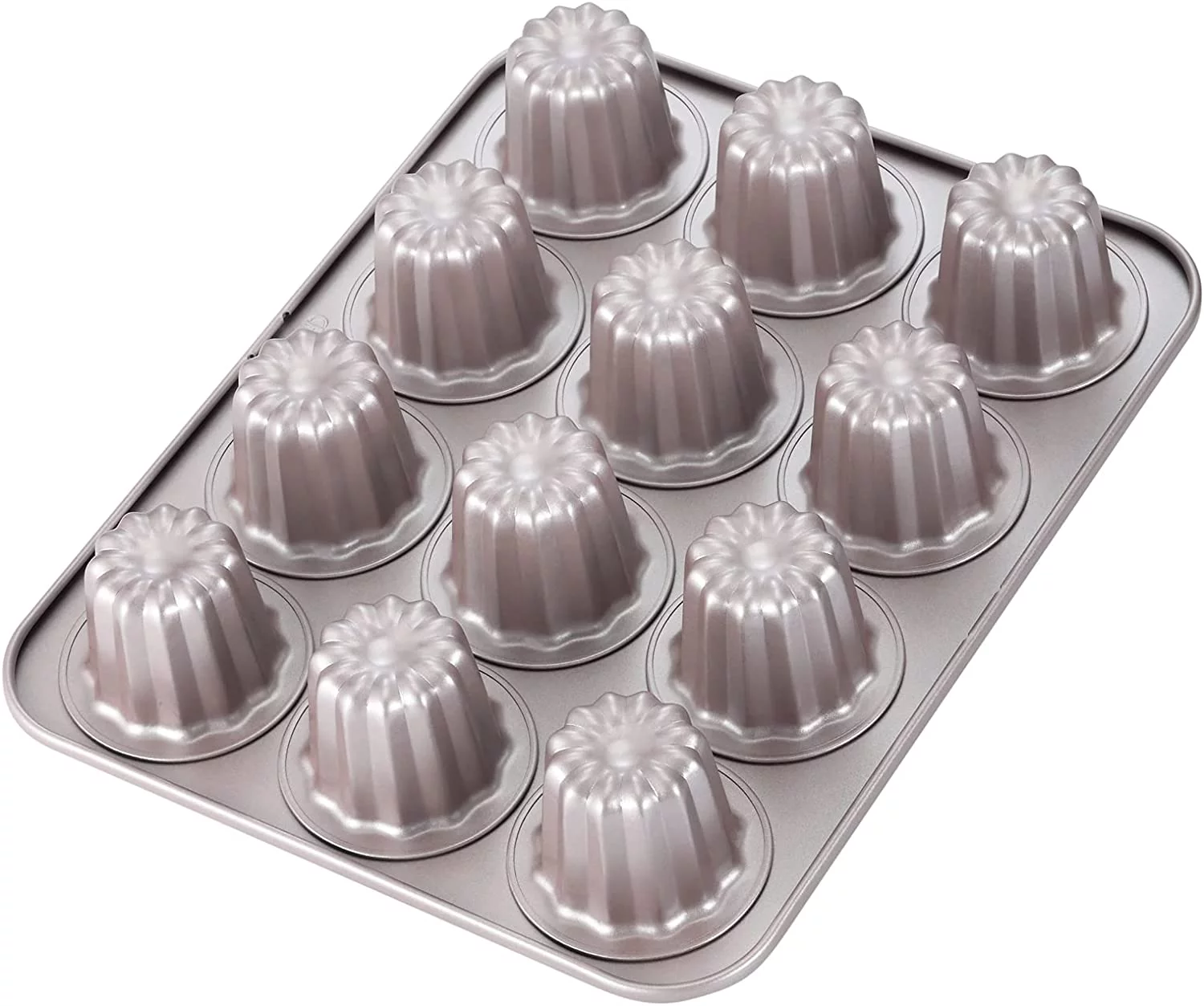 CHEFMADE Canele Mold, 12-Cavity Non-Stick Cannele Cake Muffin Bakeware Cupcake Pan for Oven Baking