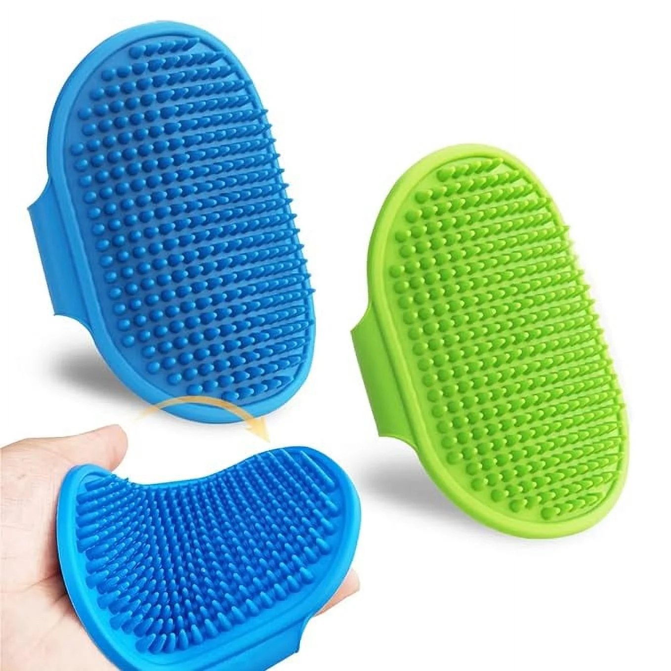 2 Pcs Dog Grooming Brush, Pet Shampoo Bath Brush Soothing Massage Rubber Comb,Adjustable Ring Handle, Suitable for Long Short Haired Pet.