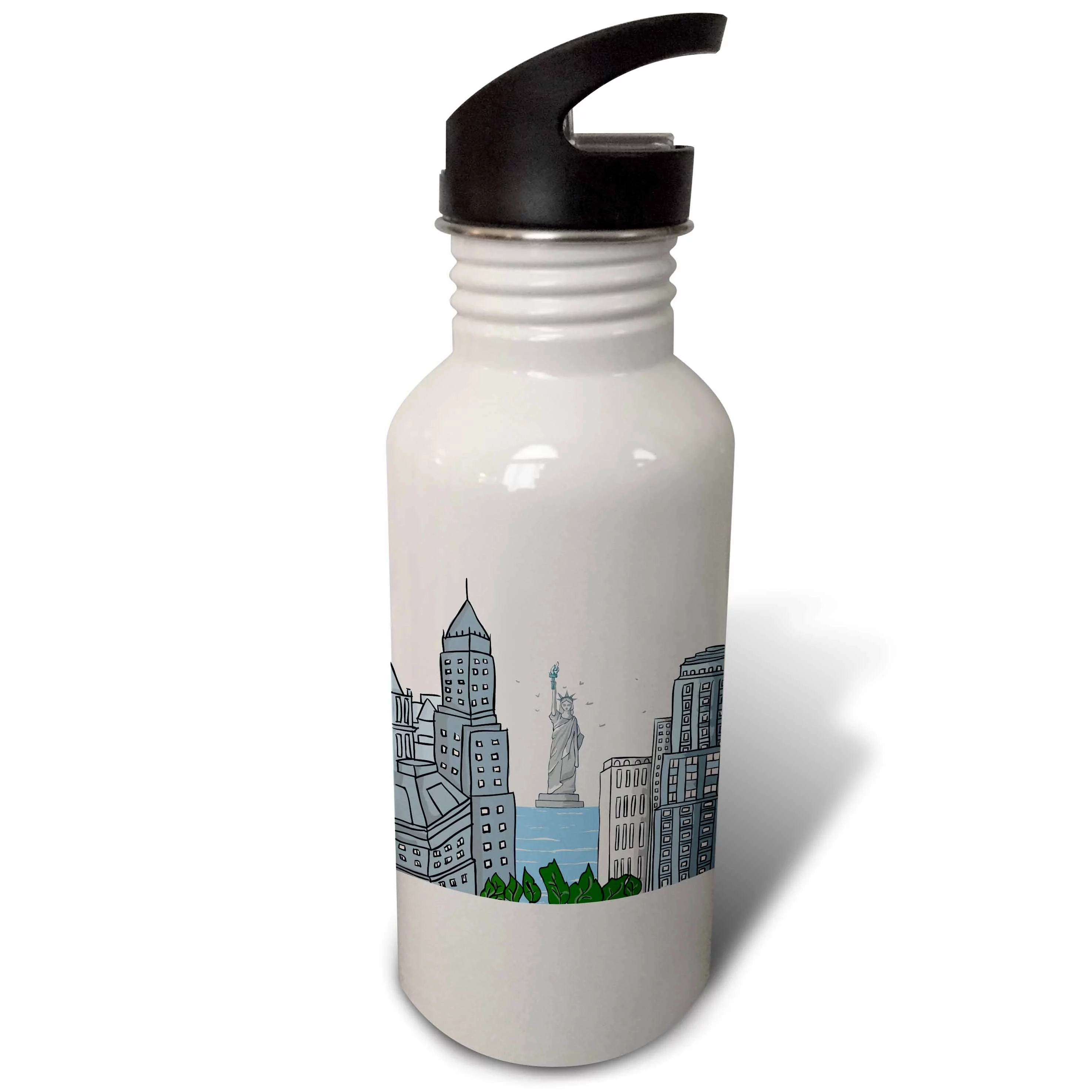 Doodle Vector NYC New York City Statue Of Liberty Digital Illustration 21 oz Sports Water Bottle wb-116512-1