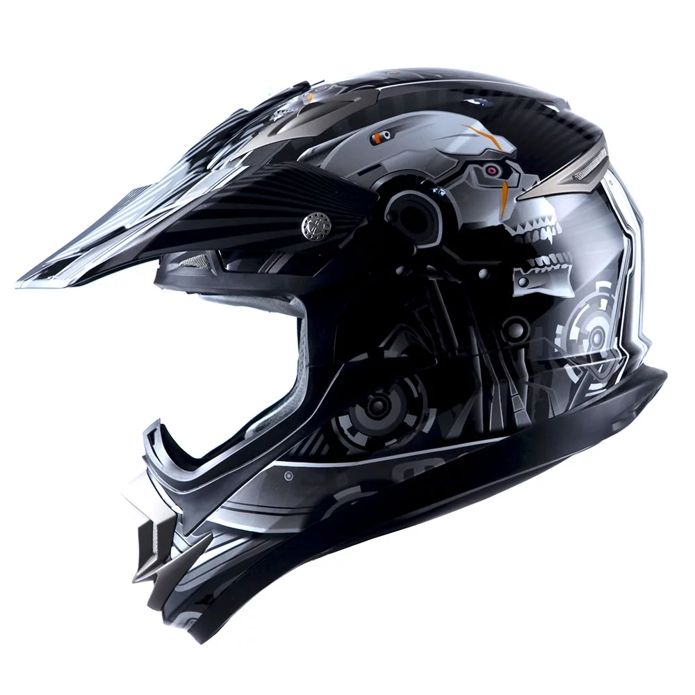 1STORM MOTORCYCLE BIKE FULL FACE HELMET HGXP14B BOOSTER SKULL BLACK