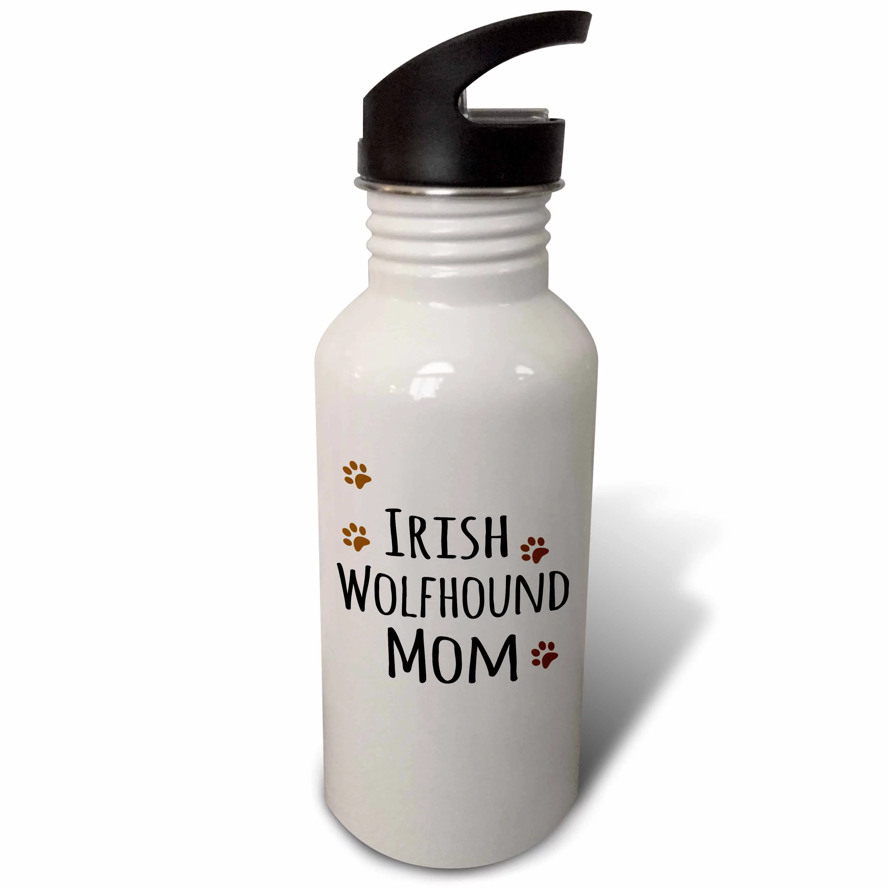Irish Wolfhound Dog Mom - Doggie by breed - brown muddy paw prints doggy lover proud pet owner mama 21 oz Sports Water Bottle wb-154139-1