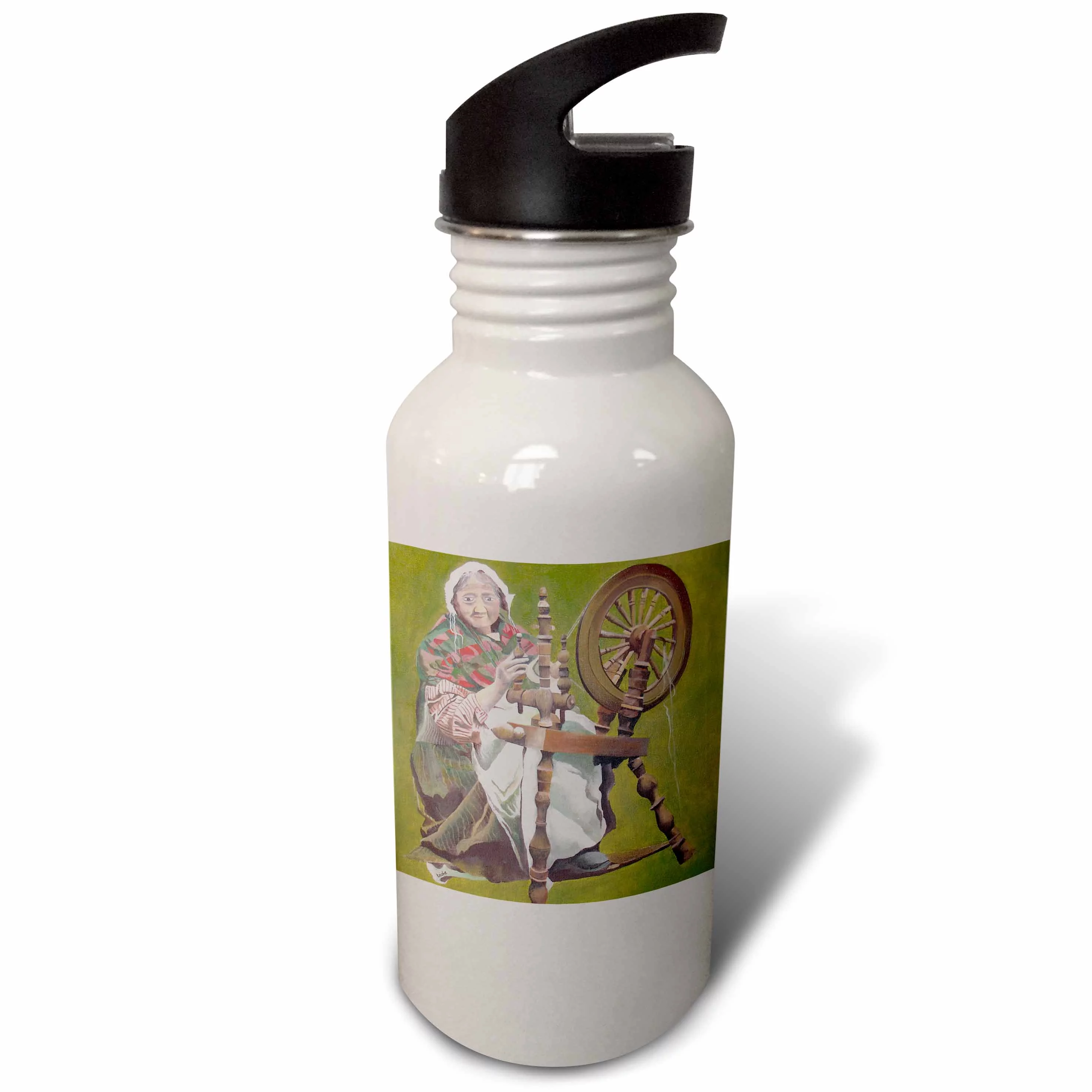 Spinning a Yarn - Spinning Wheel, crafts, green, hobby, ireland, irish, nostalgic 21 oz Sports Water Bottle wb-46659-1