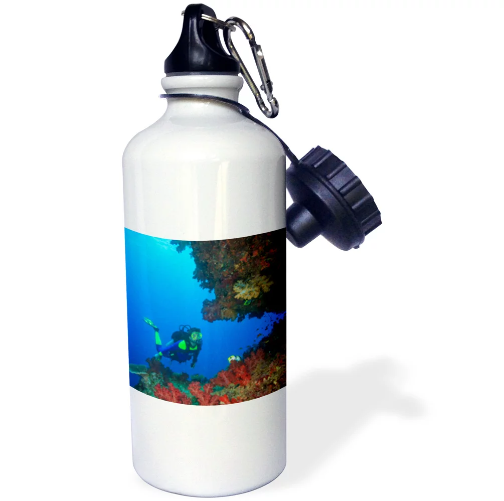 Diver, Coral-lined Arc, Beqa Island, Fiji - OC01 SWS0111 - Stuart Westmorland 21 oz Sports Water Bottle wb-84894-1