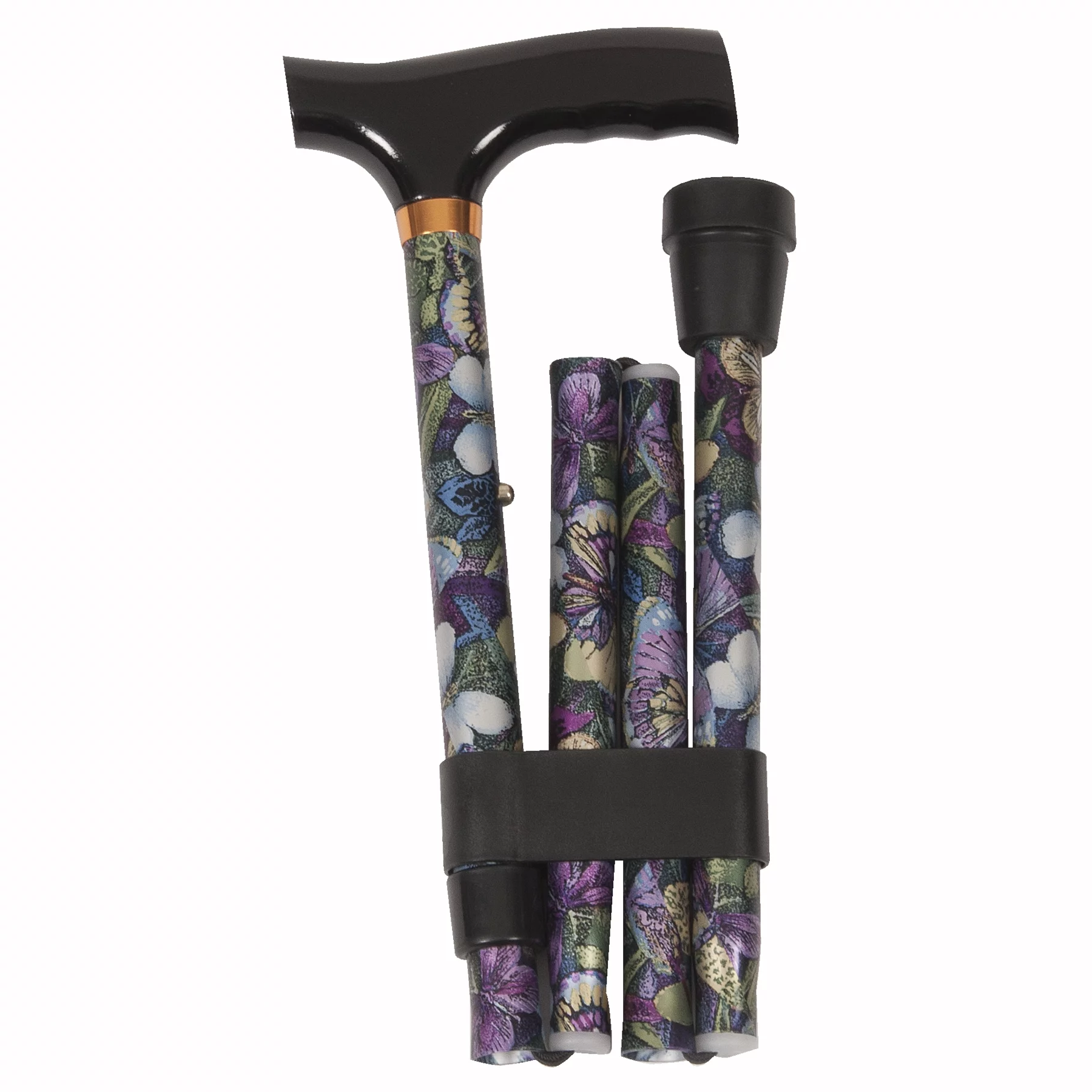 PCP Folding Cane, Fritz Handle Grip, Lightweight Adjustable Aluminum Shaft, Butterfly Pattern,