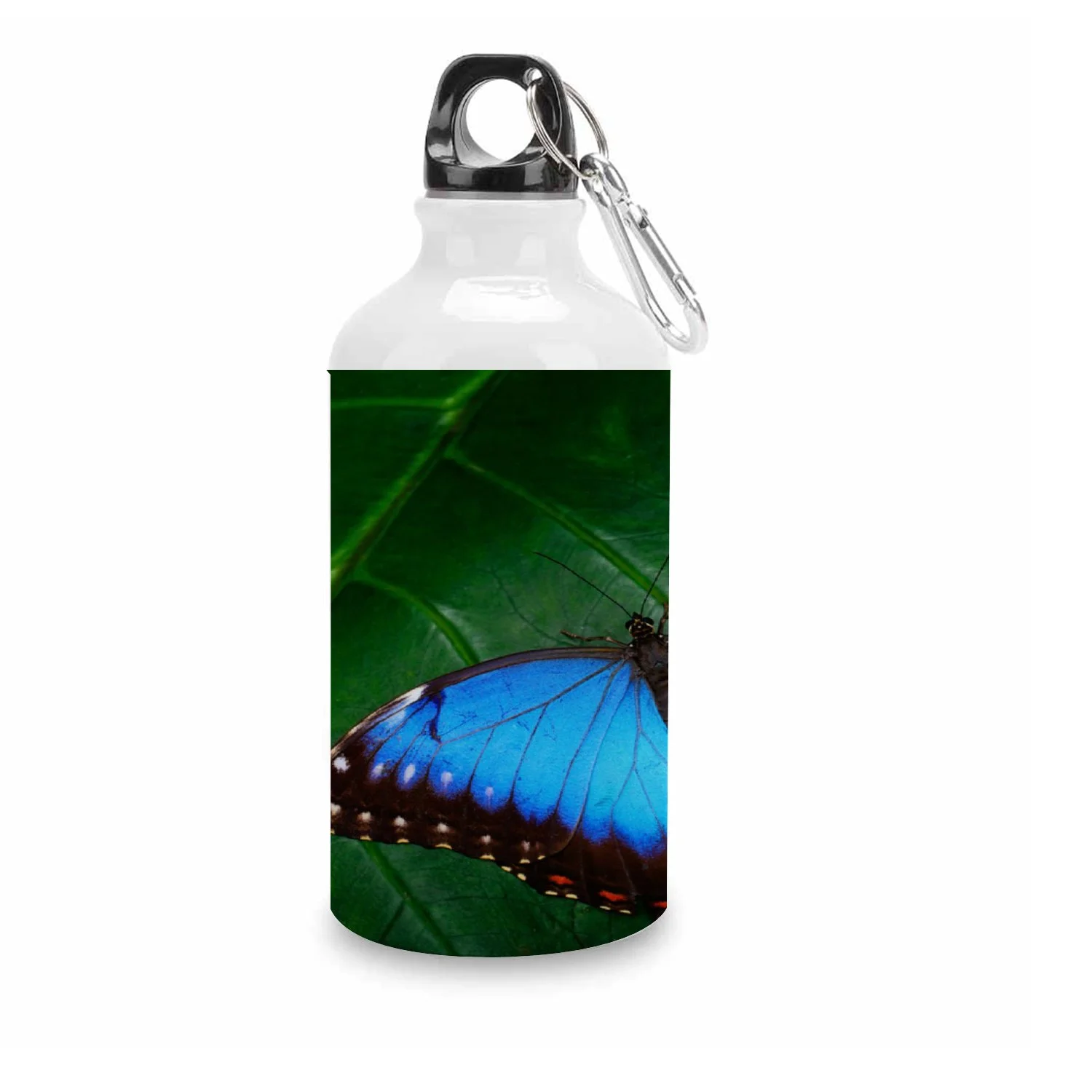 SKYSONIC 400ml Sport Aluminum Water Bottle,Big Butterfly,Sport Multipack Leak Proof Easy Carry Travel Bottle with Twist Cap for Gym Hiking Camping Running Bike Outdoor