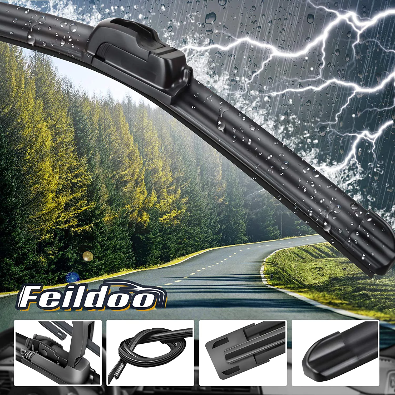 Feildoo Windshield Wiper Blades fit for SUBARU FORESTER 2009-2011 Blades J U Hook Front Window Blade Indshield Wiper(set of 2）, NO1935N