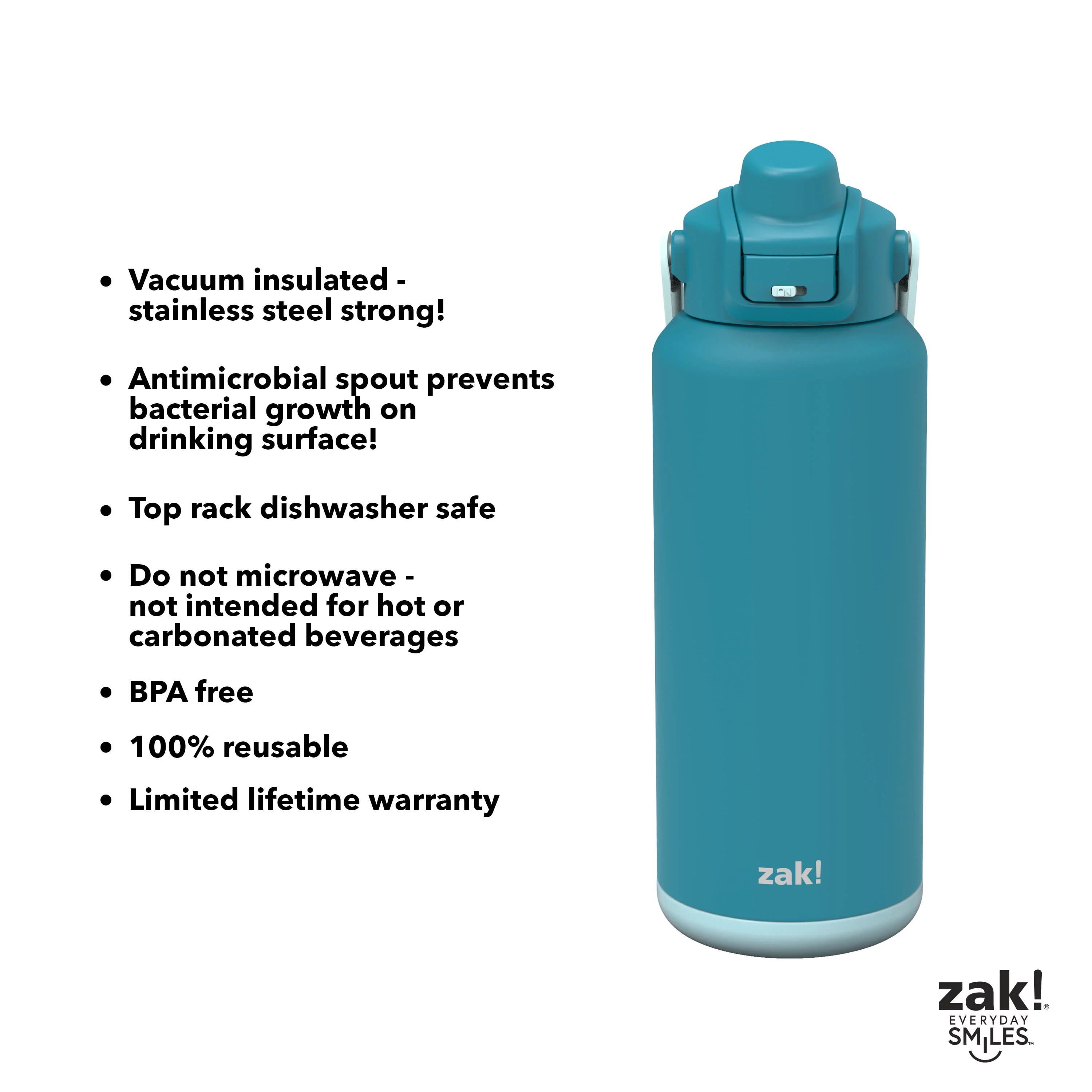 Zak 32oz Double Wall Stainless Steel Liberty Water Bottle Blue