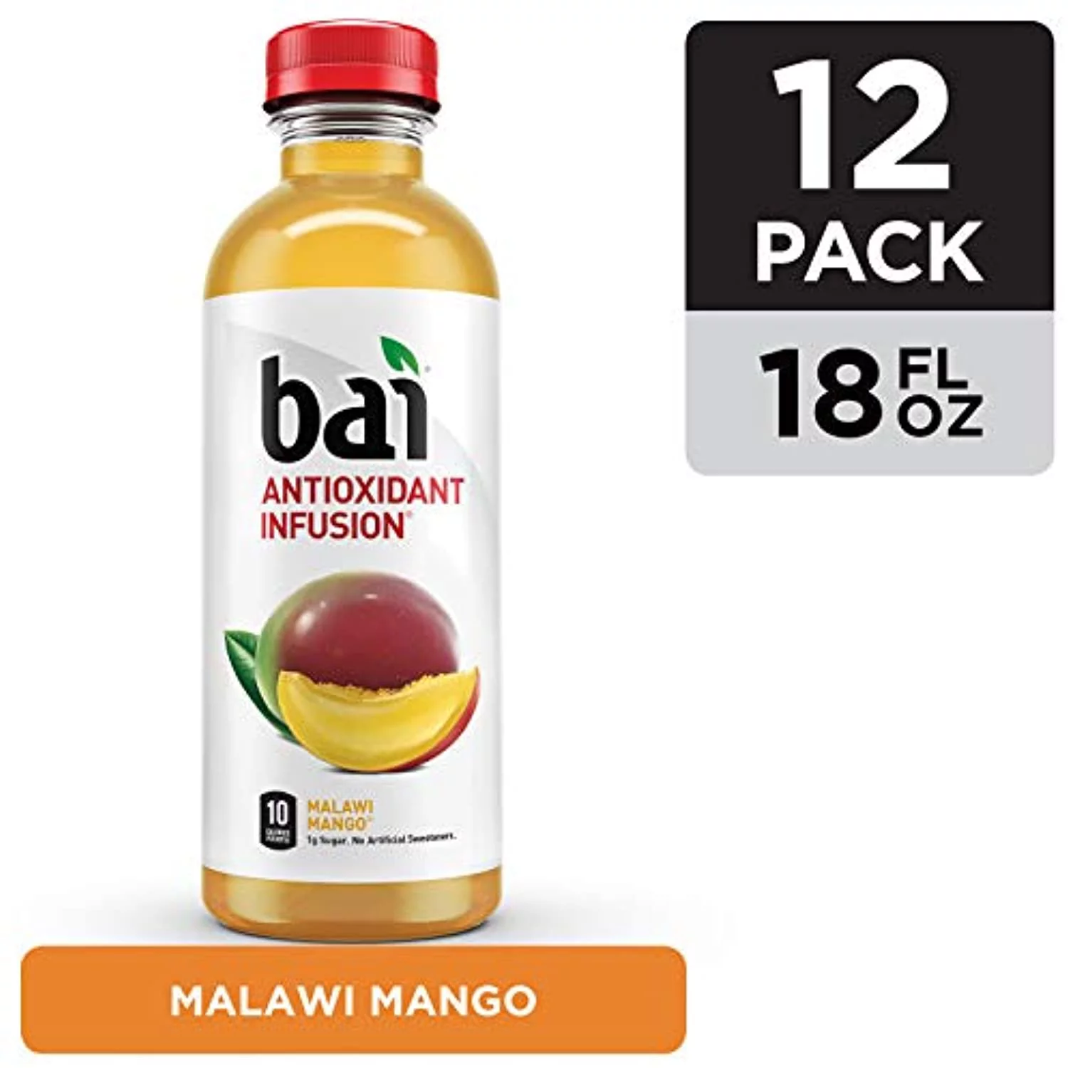 Bai Flavored Water, Malawi Mango, Antioxidant Infused Drinks, 18 Fluid Ounce Bottles, Pack of 12