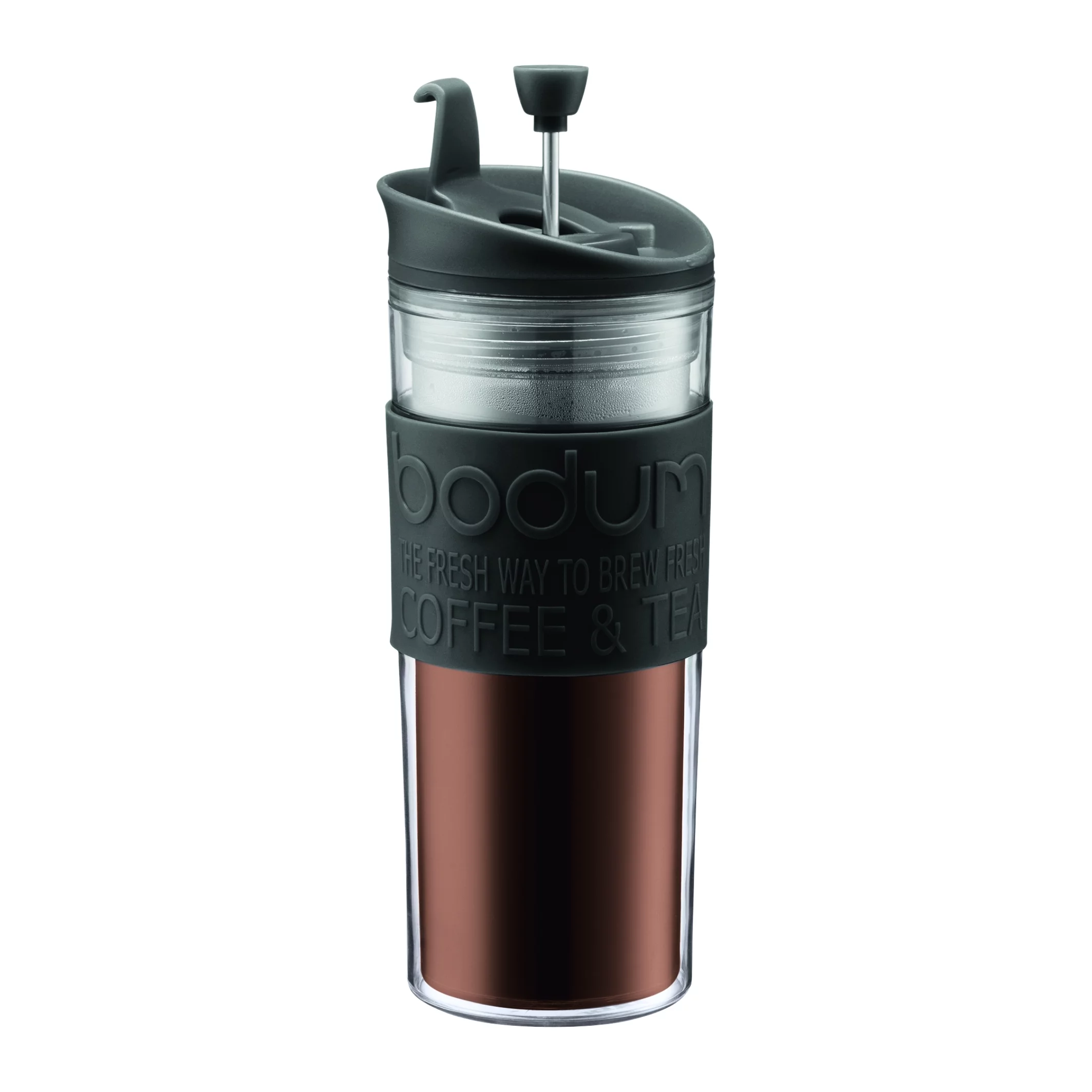 Bodum Travel French Press Double Wall BPA Free Plastic Coffee Maker, 15 Ounce, Black
