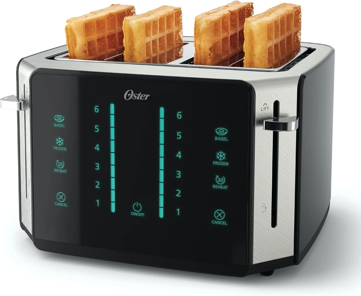 4-Slice Toaster, Touch Screen with 6 Shade Settings and Digital Timer, Black/Stainless Steel
