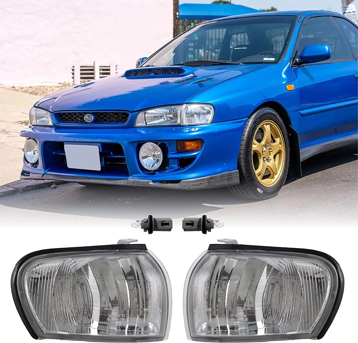 USR DEPO 95-01 Impreza Corner Lights - Front Cornering Parking Turn Signal Lamps (Left + Right) Compatible with 1995-2001 Subaru Classic Impreza GC8 GF8 (Crystal Style Clear Lens)